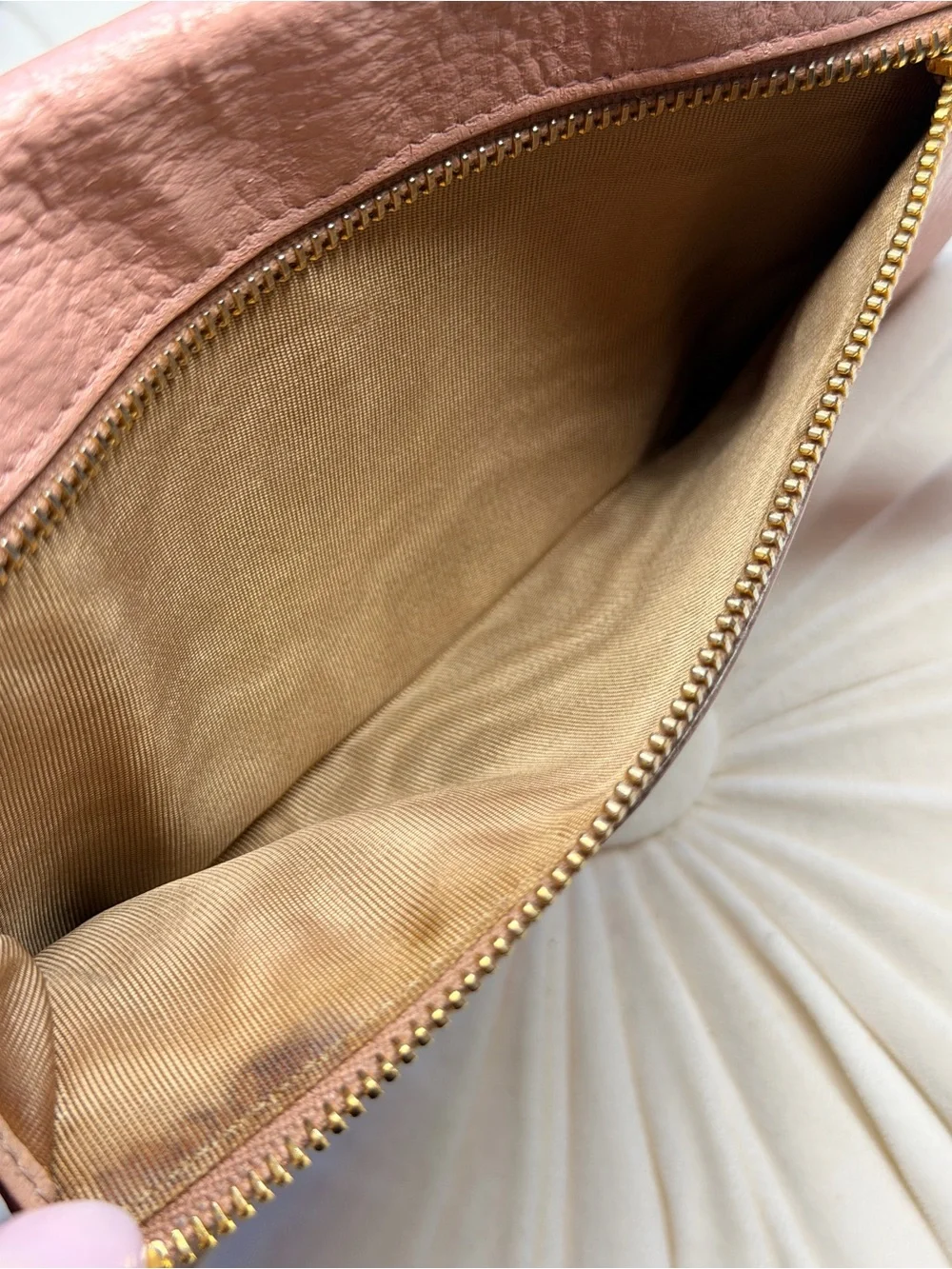 Prada Rose Pink Pebbled Leather Envelope Clutch with Gold Logo